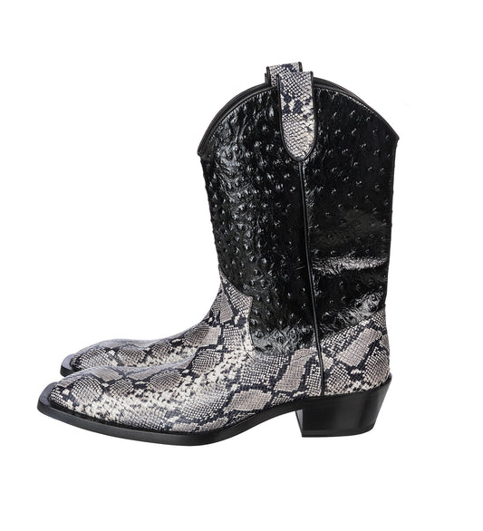 COWBOY BOOT GREY AND BLACK