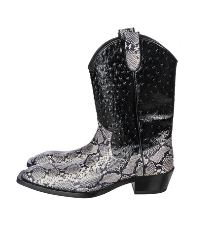 COWBOY BOOT GREY AND BLACK