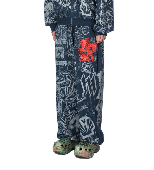 GRAFITTI TRACK PANTS GREY/BLUE