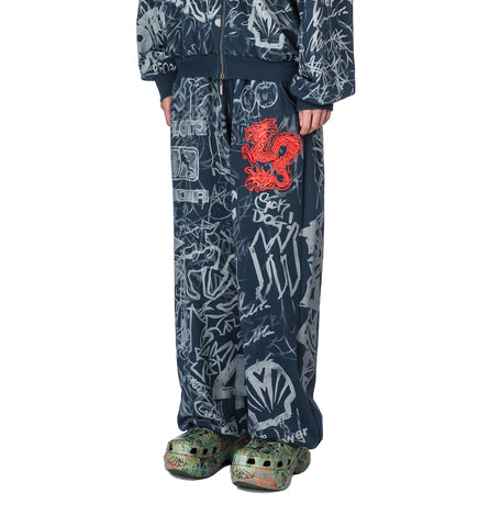 GRAFITTI TRACK PANTS GREY/BLUE
