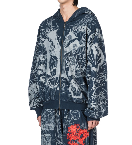 NAVY GRAFITTI TRACK TOP GREY/BLUE