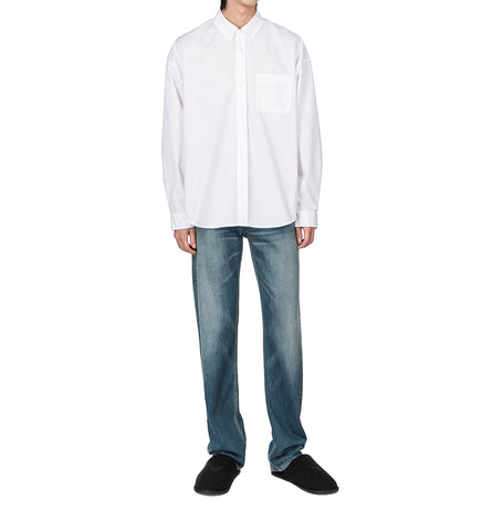 POPLIN BUTTON UP SHIRT WHITE