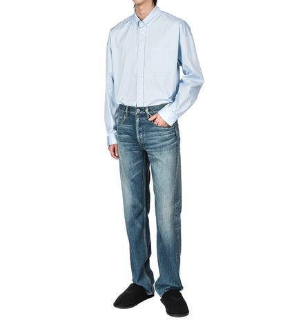 POPLIN BUTTON UP SHIRT BLUE