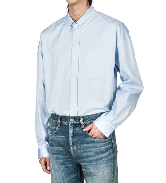 POPLIN BUTTON UP SHIRT BLUE