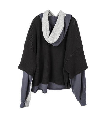 LAYERED HOODIE CHARCOAL