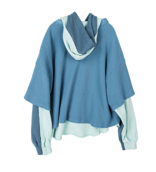 LAYERED HOODIE SMOKE BLUE