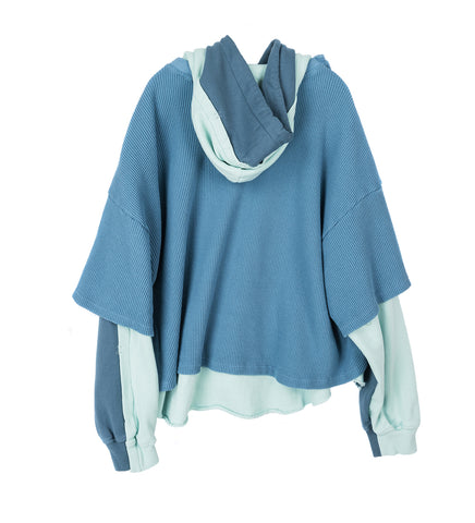 LAYERED HOODIE SMOKE BLUE