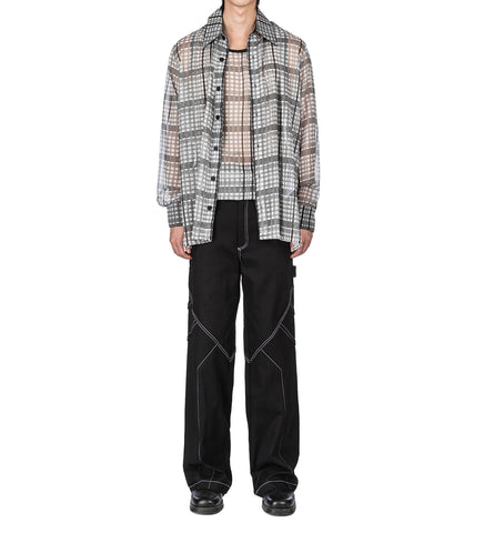AV VATTEV  SHEER TANK TOP CHECK PRINTED