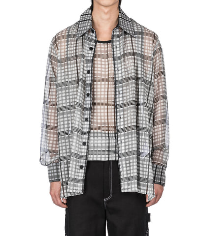 AV VATTEV OVERSIZED SHEER CHECK PRINTED SHIRT