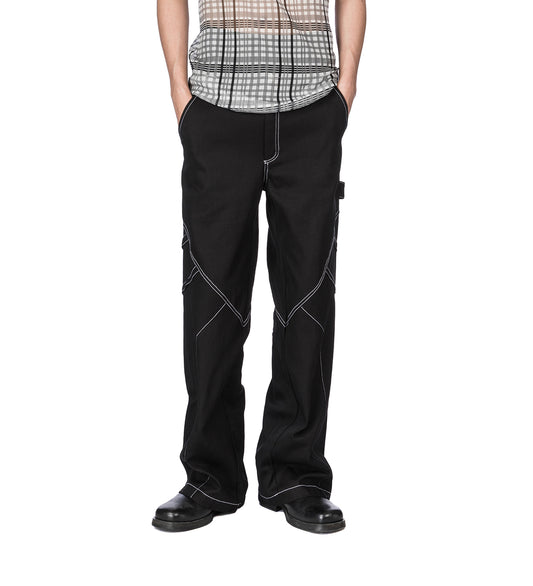 HI PLEATED STRAIGHT TROUSERS BLACK