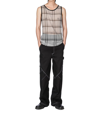 AV VATTEV  SHEER TANK TOP CHECK PRINTED