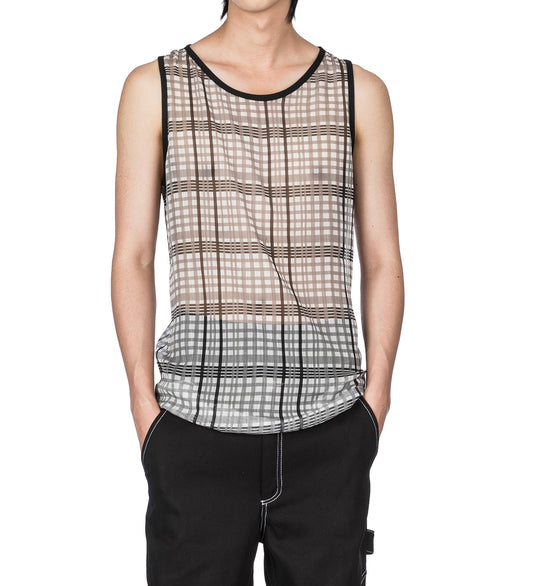 AV VATTEV  SHEER TANK TOP CHECK PRINTED