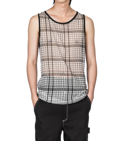 AV VATTEV  SHEER TANK TOP CHECK PRINTED
