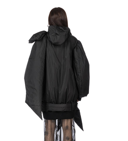 OVERSIZED BOW DETAIL BOMBER JACKET W/ EMB. BLACK/JET