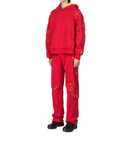 FOX LAB X KIKO KOSTADINOV PERFORATED FLEECE HOODIE CANDY RED