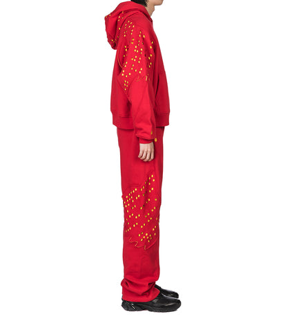FOX LAB X KIKO KOSTADINOV PERFORATED FLEECE HOODIE CANDY RED