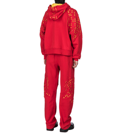 FOX LAB X KIKO KOSTADINOV PERFORATED FLEECE HOODIE CANDY RED