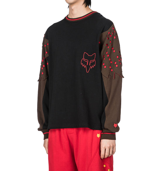 FOX LAB X KIKO KOSTADINOV PERFORATED LONG SLEEVE TEE BLACK RINSE