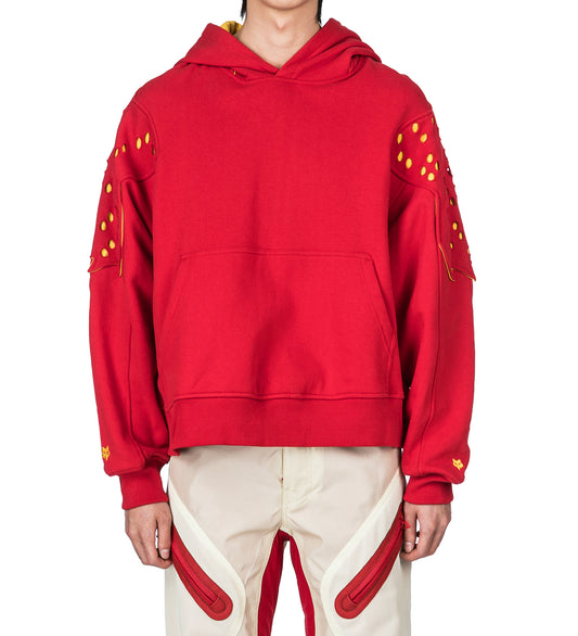 FOX LAB X KIKO KOSTADINOV PERFORATED FLEECE HOODIE CANDY RED