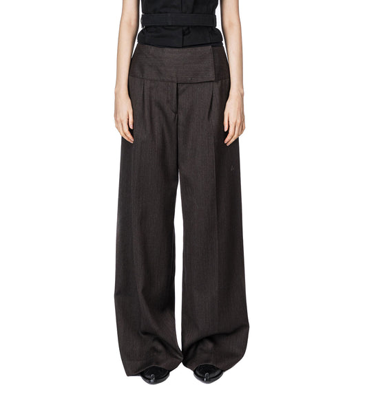 GIRDLE TROUSER HAVANA BROWN CHAIN WOOL