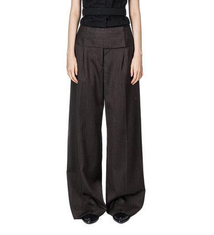 GIRDLE TROUSER HAVANA BROWN CHAIN WOOL