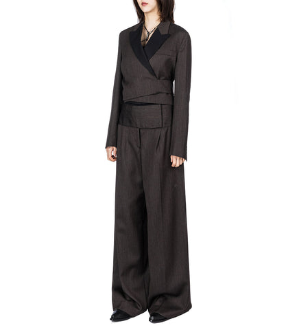 GIRDLE TROUSER HAVANA BROWN CHAIN WOOL