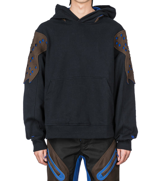 FOX LAB X KIKO KOSTADINOV PERFORATED FLEECE HOODIE BLACK RINSE