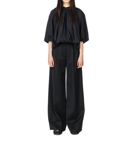 PUFF SLEEVE BACK BOW BALLOON TOP BLACK