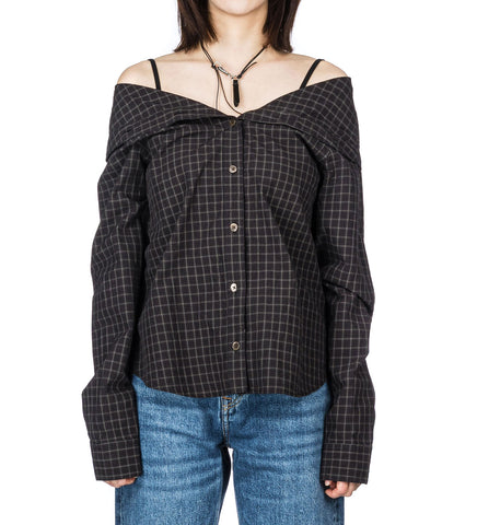 KAONASHI SHIRT BLACK FAUX LUMBERJACK CHECK