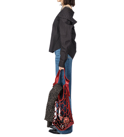 KAONASHI SHIRT BLACK FAUX LUMBERJACK CHECK