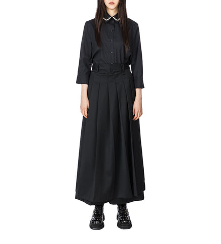 CROPPED MASCULINE SHIRT W/ EMB BLACK/PEARL