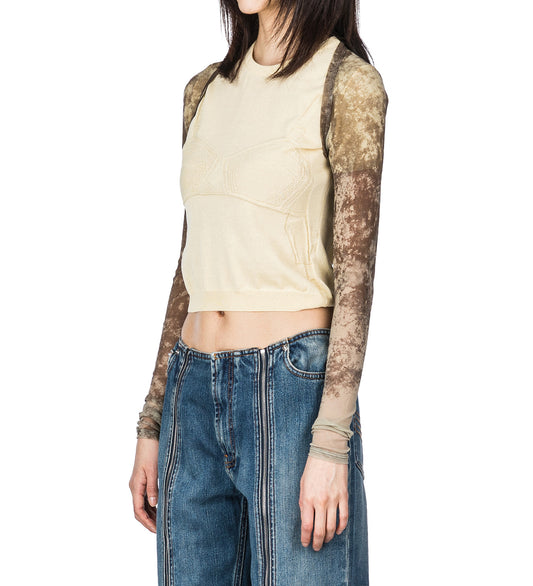 THE MEDAILLON MESH SLEEVES BEIGE/TAUPE