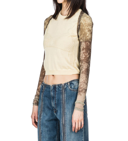 THE MEDAILLON MESH SLEEVES BEIGE/TAUPE