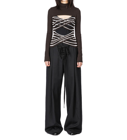 TATTOO COLLECTION HIGH NECK LONG SLEEVES TOP BROWN / WHITE
