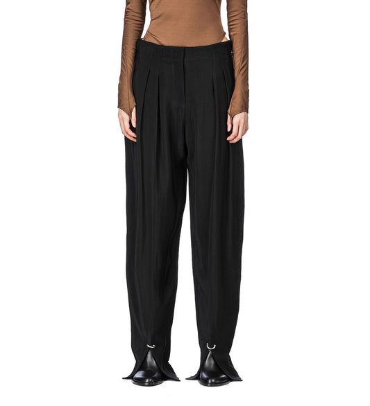 PIERCED LOOSE TAILORED TROUSERS BLACK