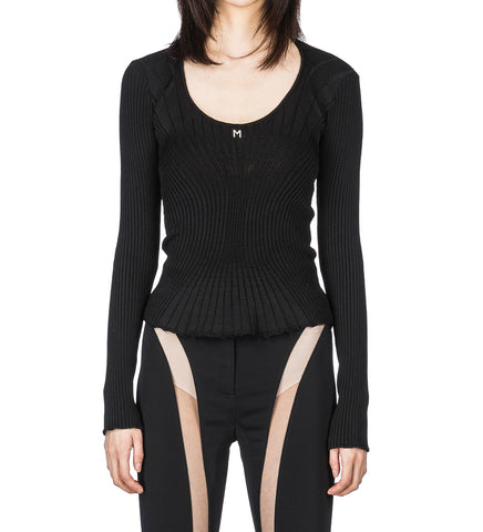 OPENED KNIT TOP BLACK
