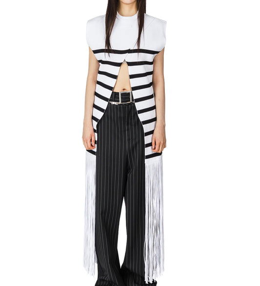 THE FRINGED MARINIERE TOP WHITE