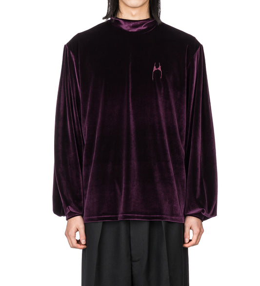 MOCK NECK LS VELVET TOP BORDEAUX