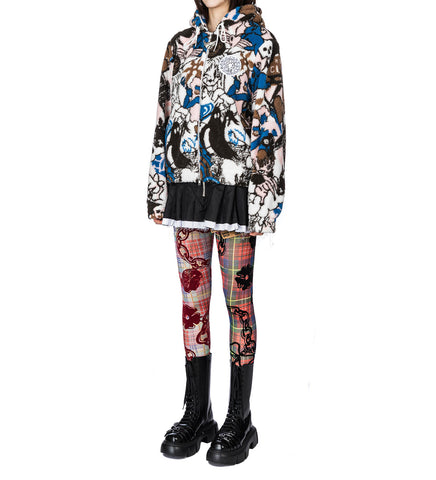 EGINE PARTY FITTED HOODED FLEECE WHITE MULTI