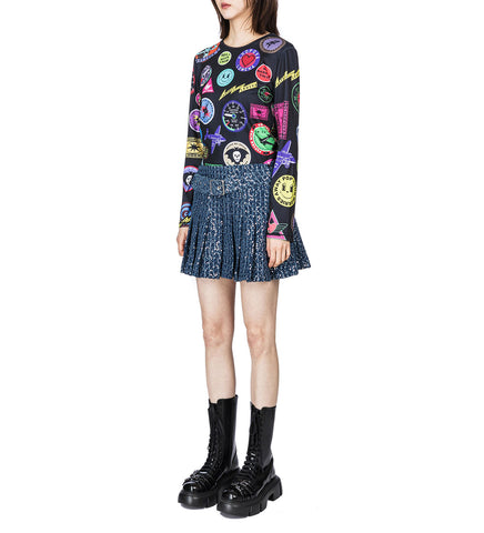 PATCH PRINT FITTED JERSEY TOP MULTI