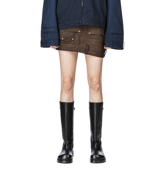 MINI LEATHER SKIRT BROWN