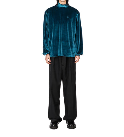 MOCK NECK LS VELVET TOP PETROL