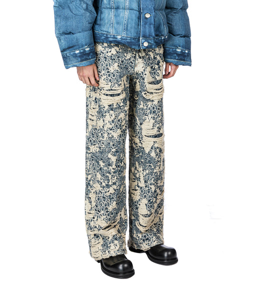 1981 U DENIM DISTRESSED MONOGRAM MID BLUE