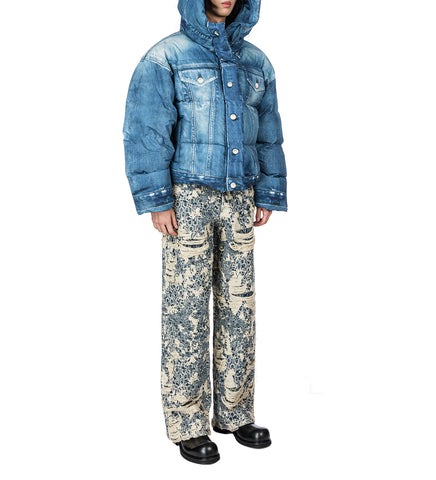 1981 U DENIM DISTRESSED MONOGRAM MID BLUE