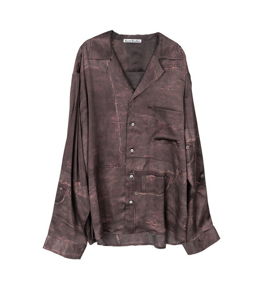 SOWENO LS BUTTONS PRINT BROWN