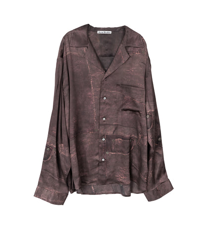 SOWENO LS BUTTONS PRINT BROWN