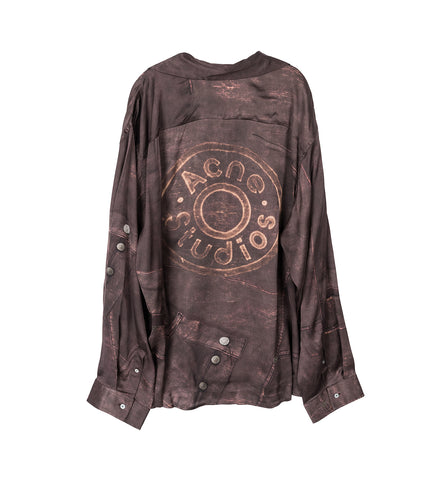 SOWENO LS BUTTONS PRINT BROWN