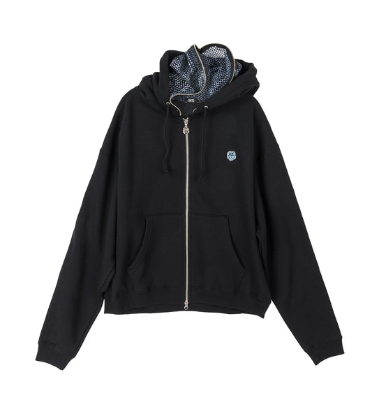 CLOWN MESH ZIP HOODIE BLACK