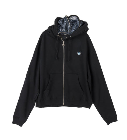 CLOWN MESH ZIP HOODIE BLACK
