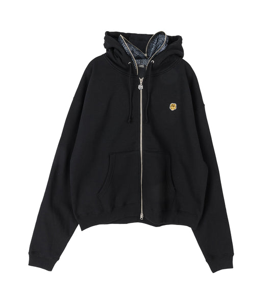 DOG MESH ZIP HOODIE BLACK